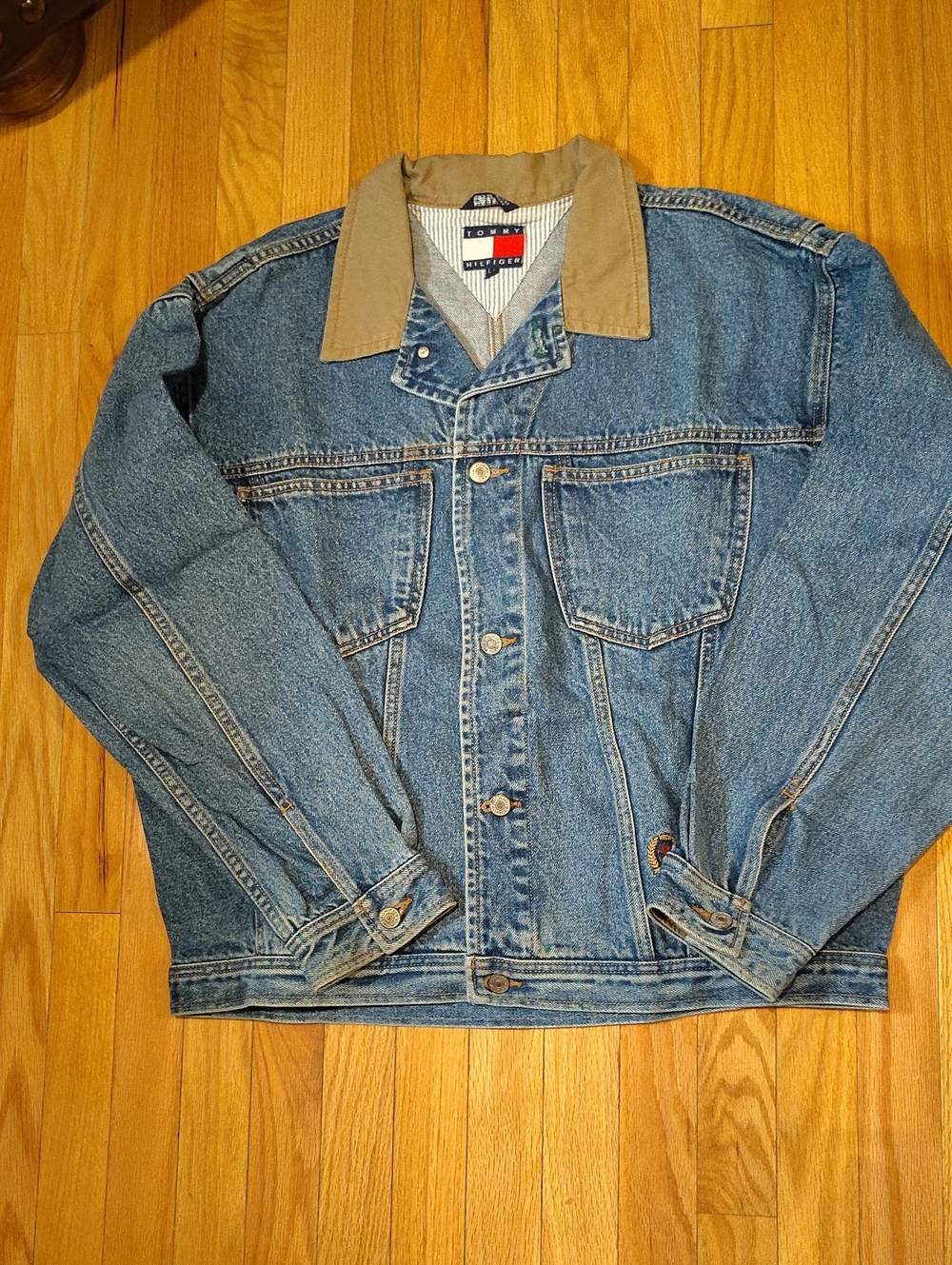 Tommy Hilfiger Blue Denim Jacket with Tan Collar